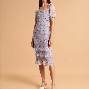 Floral Ruffle Dress with Puff Sleeves